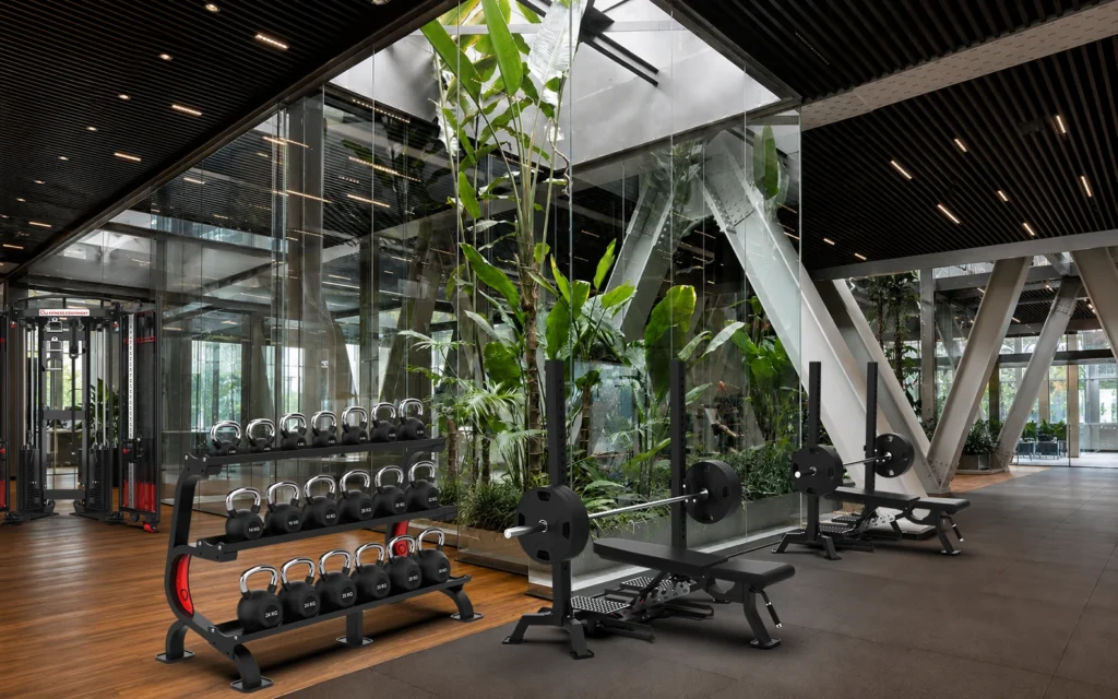 Biophilic green space trend in modern gym design 2026